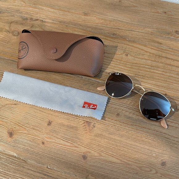 Like New! Custom Gold Round Metal Ray-Bans - Polarized!